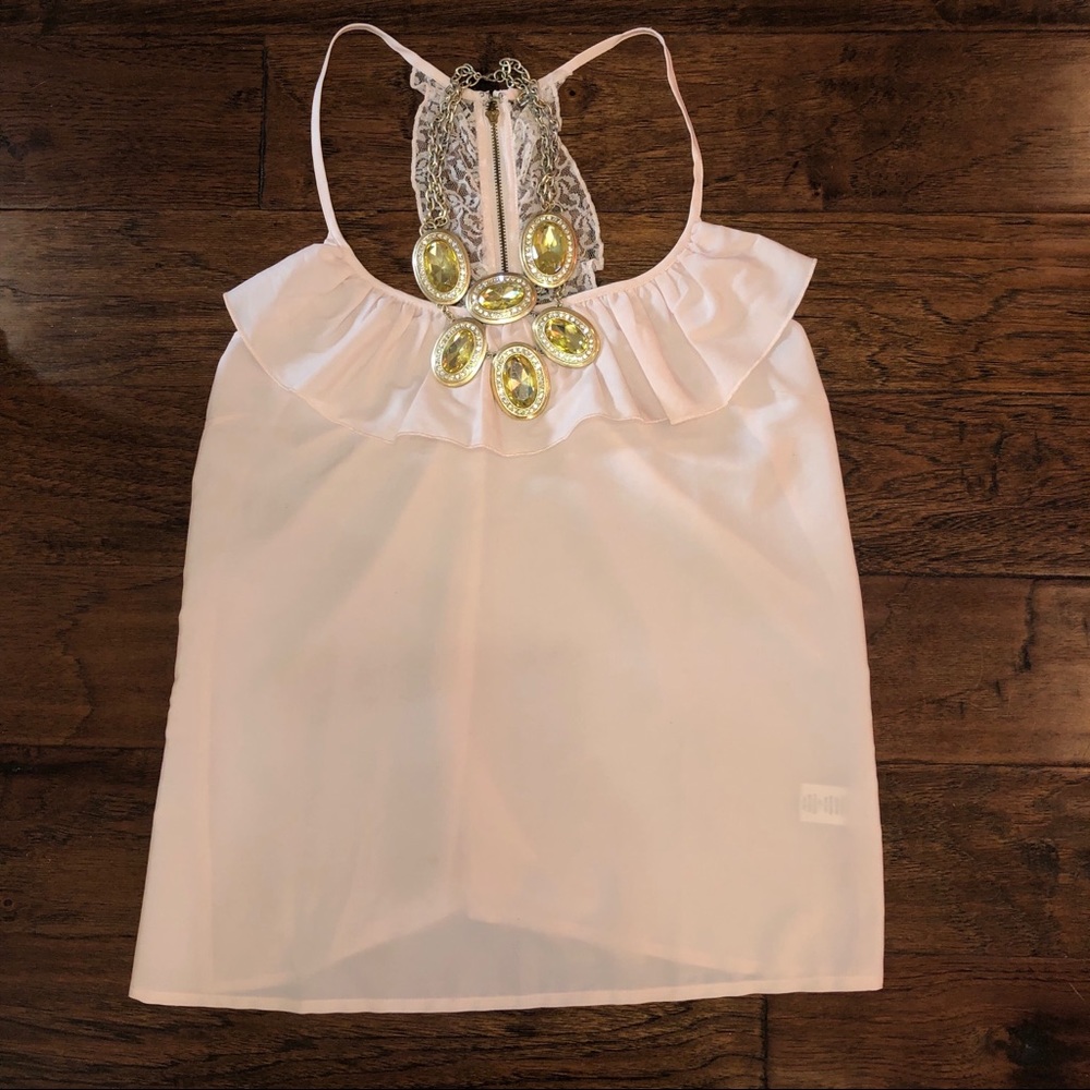 Light Pink Ruffle Tank-L